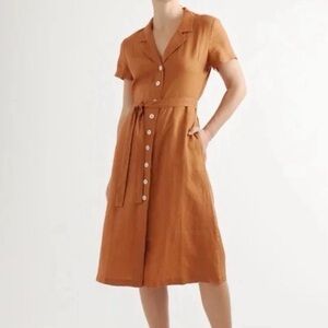 Quince terracotta linen dress size L